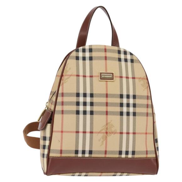 BURBERRY Nova Check Backpack PVC Beige Gold Auth 144466 main image 16